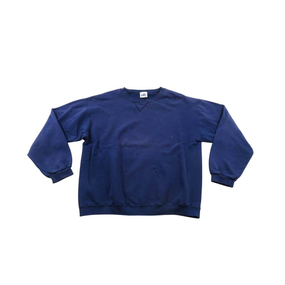 BIKE Plain Blank V-stitch Sweatshirt Navy Blue Sz XL 1990s